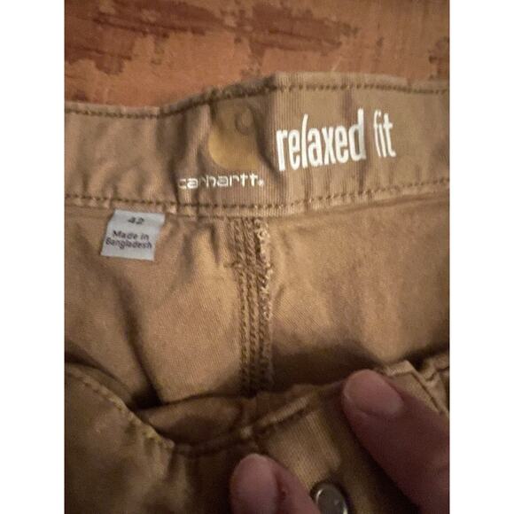 Carhartt Shorts Mens 42 Tan Rugged Flex Relaxed Fit Canvas Work Utility - Picture 2 of 10